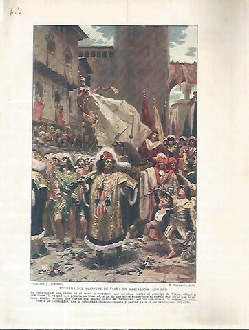LAMINA 4575: Entrada del Principe de Viana a Barcelona (año 1461)