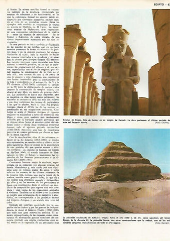LAMINA MONITOR 0462: ESTATUA DE KHONS EN EL TEMPLO DE KARNAK Y PIRAMIDE ESCALONADA DE SAQQARA
