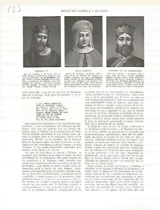 LAMINA 4696: Retratos de Alfonso VI Doña Urraca y Alfonso VII el Emperador