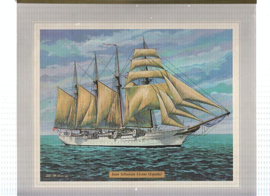 Lamina de barco medida 26,5 x 23 cm: Juan Sebastian Elcano, España