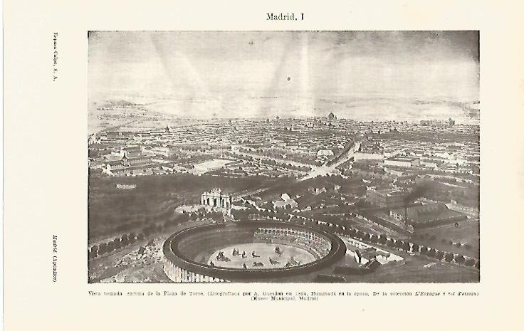 LAMINA ESPASA 19844: Plaza de toros de Madrid litografia de 1854