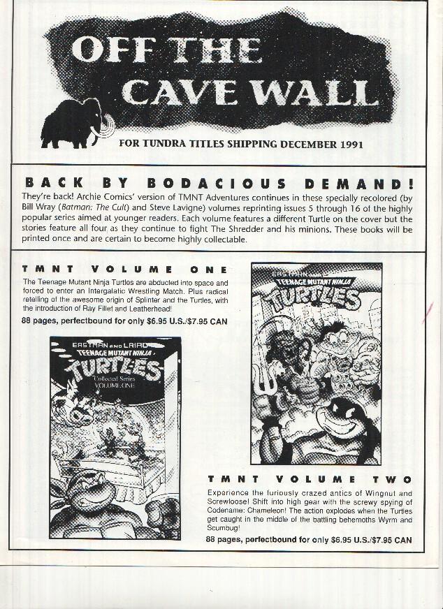 TUNDRA: OFF THE CAVE WALL, December 1991 (Next Releases Publication)