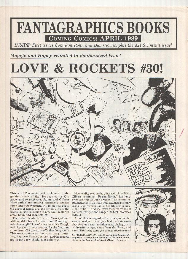 FANTAGRAPHICS BOOKS, Coming Comics: APRIL 1989 (Next Releases Magazine)