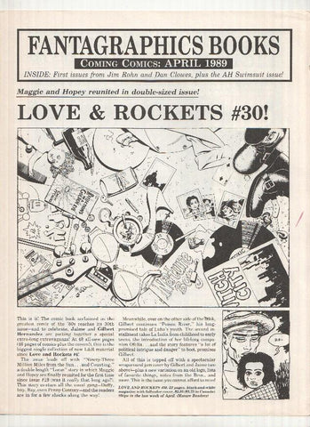 FANTAGRAPHICS BOOKS, Coming Comics: APRIL 1989 (Next Releases Magazine)