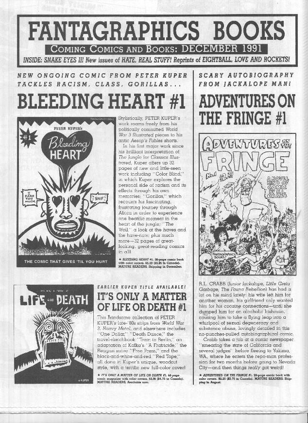 FANTAGRAPHICS BOOKS, Coming Comics: December 1991 (Next Releases Magazine)