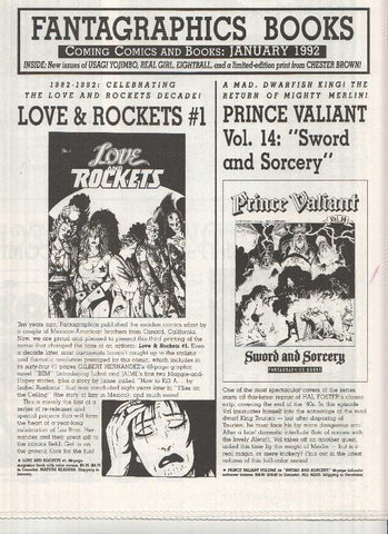 FANTAGRAPHICS BOOKS, Coming Comics: January 1992 (Next Releases Magazine)