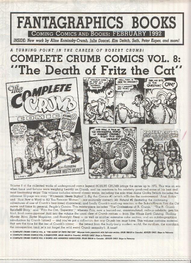 FANTAGRAPHICS BOOKS, Coming Comics: February 1992 (Next Releases Magazine)