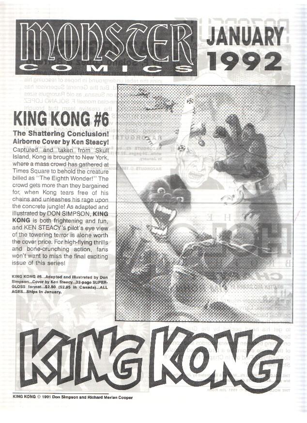 MONSTER COMICS - January 1992 (New Releases of Monster Comics)