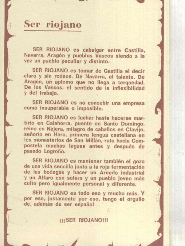 Postal: Ser Riojano: Poema-Asociacion amigos San Millan de la Cogolla