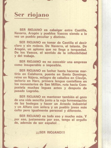 Postal: Ser Riojano: Poema-Asociacion amigos San Millan de la Cogolla