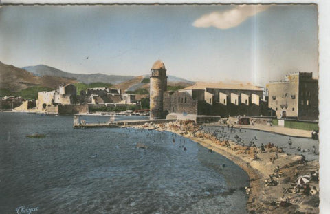 Postal 010386: Playa e Iglesia de Collioure,Francia