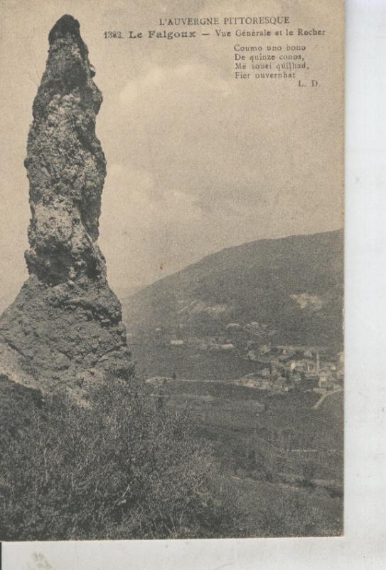 Postal 010869: Le Falgoux-Vue generale et le rocher