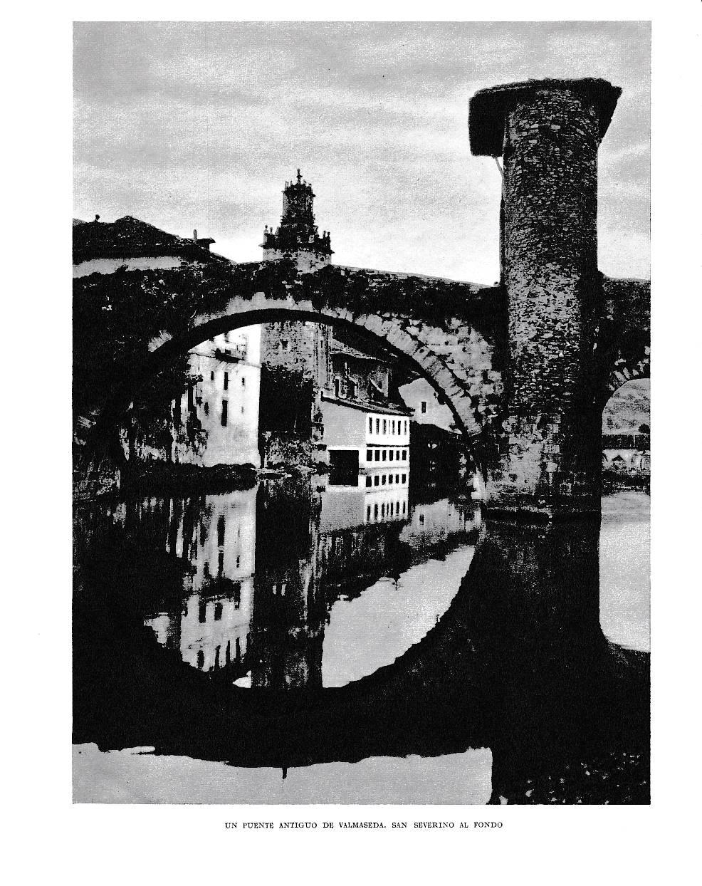 LAMINA 6187: Puente antiguo de Valmaseda con San Severino al fondo