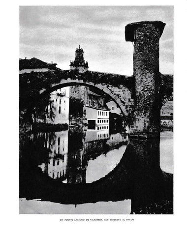LAMINA 6187: Puente antiguo de Valmaseda con San Severino al fondo