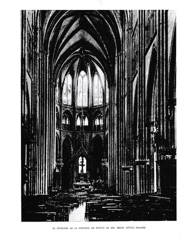 LAMINA 6261: Interior Catedal Bayona gotico frances