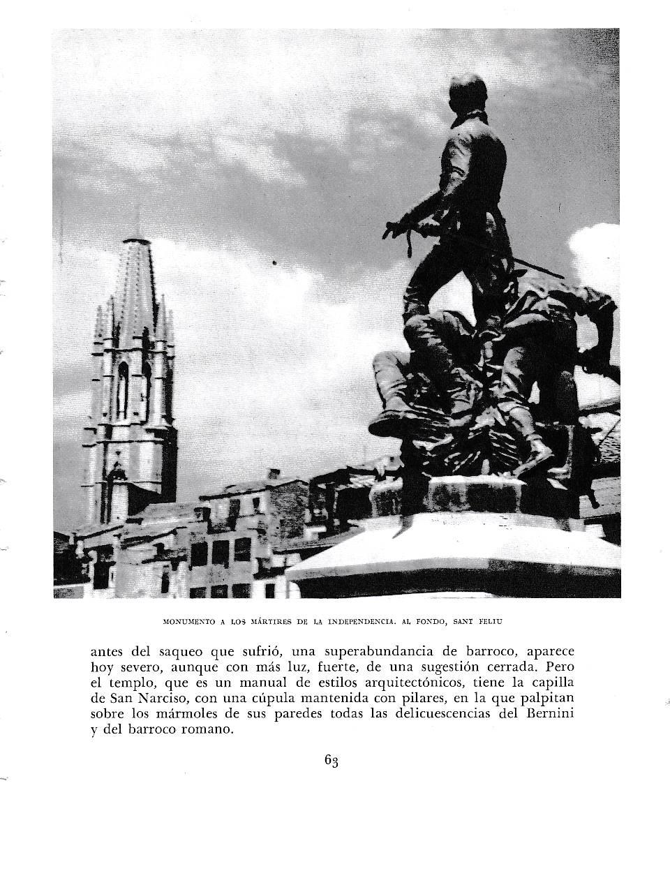 LAMINA 6342: Monumento a los martires de la independenica al fondo San Feliu