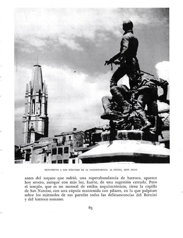 LAMINA 6342: Monumento a los martires de la independenica al fondo San Feliu
