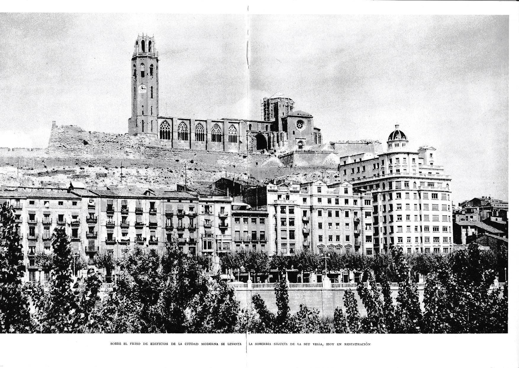 LAMINA 6481: La silueta de la Seu Vella sobre el friso de edificios moderos