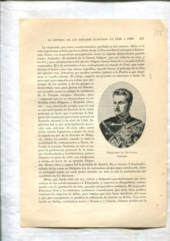 Liberalismo y Nacionalismo 1848-1890: Lamina numerada 105: Grabado de Fernando de Bulgaria