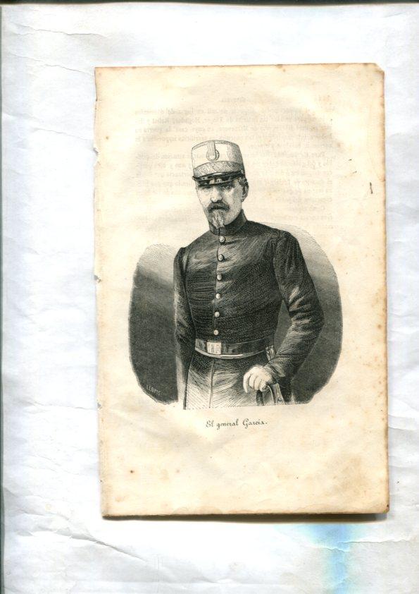 Guerra de Africa: Lamina de El General Garcia, grabado de Llopis