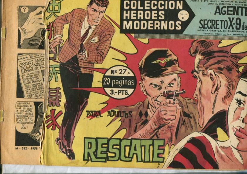 Heroes Modernos serie C numero 27: Agente Secreto X-9 del F.B.I: numerado 1 en trasera)