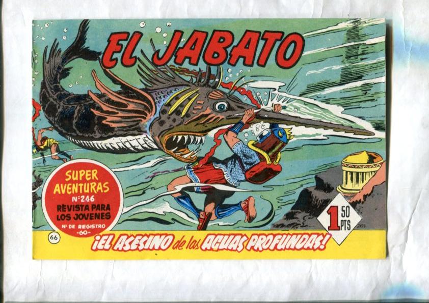 El Jabato facsimil numero 066: El asesino de las aguas profundas (trasera propaganda del capitan trueno)