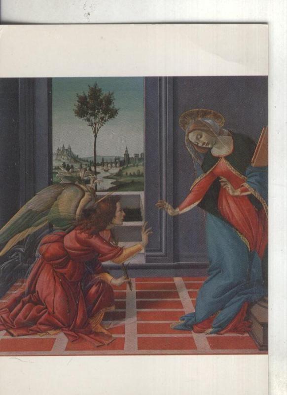 Postal:  Italia: Firenze: Botticelli: Anunciacion