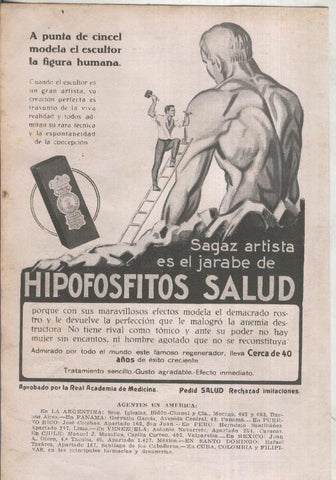 Blanco y Negro: Propaganda Jarabe Hipofosfitos Salud