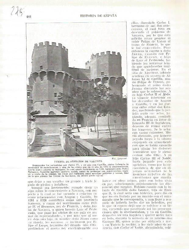 LAMINA 4788: Puerta de Serranos en Valencia