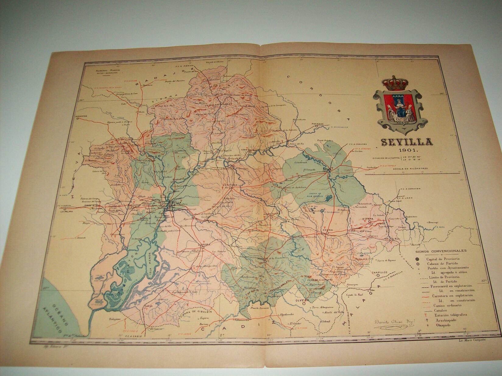 Mapa de la provincia de Sevilla. 1901. Firmado por Benito Chias