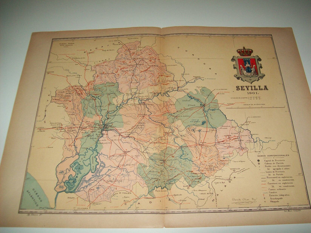 Mapa de la provincia de Sevilla. 1901. Firmado por Benito Chias