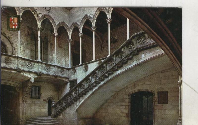 Postal 3980 : Barcelona: Escalera y galeria gotica, palacio de la diputacion