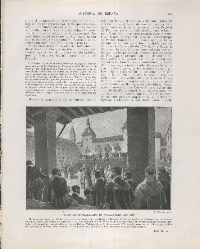 Historia de España lamina 170: Auto de Fe celebrado en Valladolid (1559)