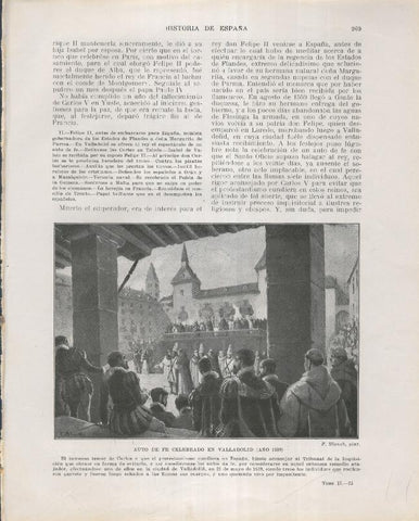 Historia de España lamina 170: Auto de Fe celebrado en Valladolid (1559)