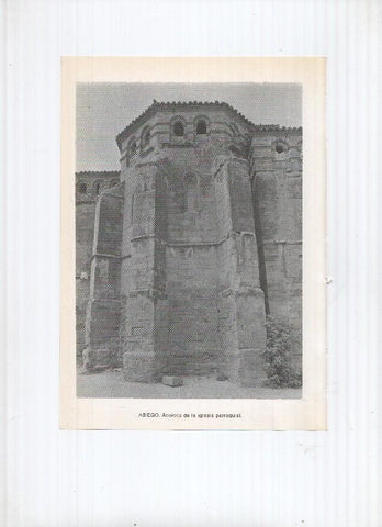 Historia de Aragon: lamina numero 001: Ababuj (Torre de la iglesia) y Abiego (absides de la iglesia)
