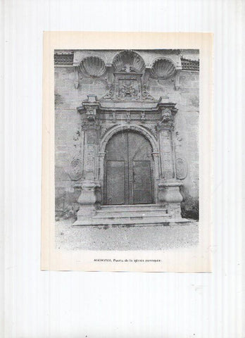 Historia de Aragon: lamina numero 002: Aguas Caldas (iglesia) y Aguavia (Puerta iglesia)