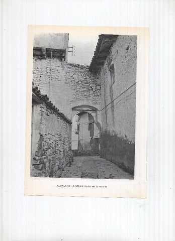 Historia de Aragon: lamina numero 011: Alcala del Obispo (puerta casa infanzona) y Alcala de la Selva (portal muralla)