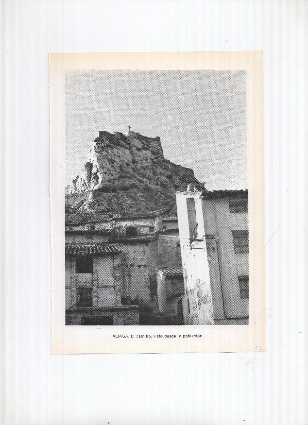 Historia de Aragon: lamina numero 012: Almudevar (iglesia) y Aliaga (El castillo desde la poblacion)