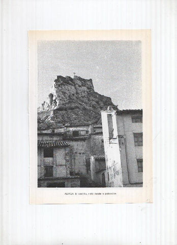 Historia de Aragon: lamina numero 012: Almudevar (iglesia) y Aliaga (El castillo desde la poblacion)