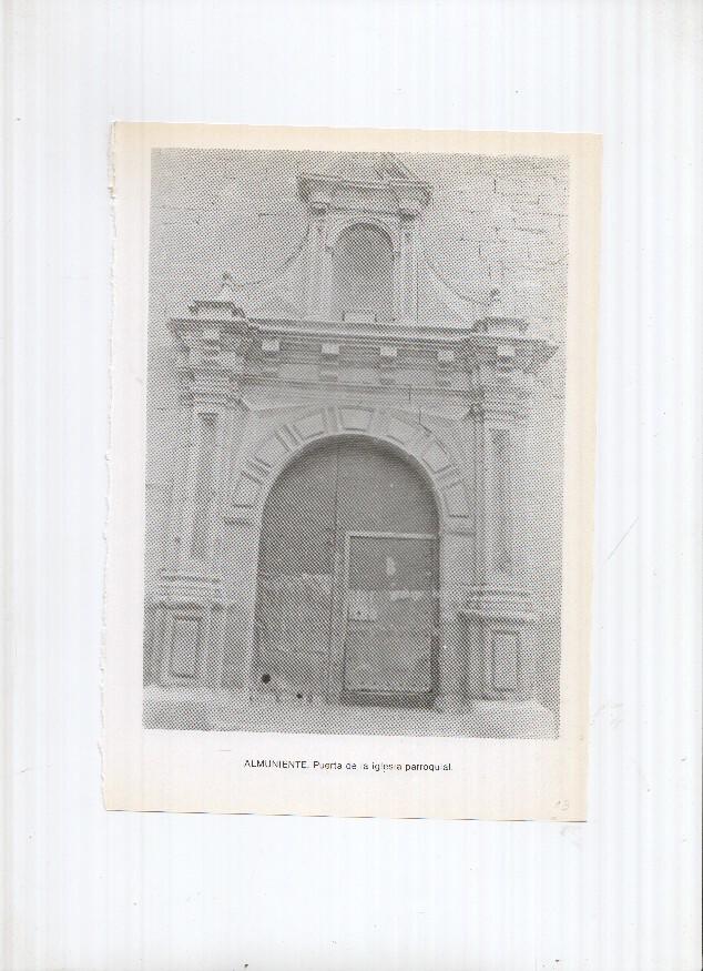 Historia de Aragon: lamina numero 015: Almuniente (puerta iglesia) y Alpartir (iglesia)