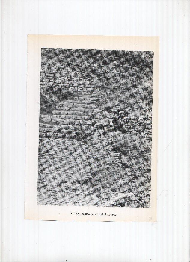 Historia de Aragon: lamina numero 021: Azaila (ruinas ciudad iberica) y Azara (iglesia parroquial)