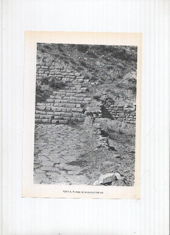 Historia de Aragon: lamina numero 021: Azaila (ruinas ciudad iberica) y Azara (iglesia parroquial)