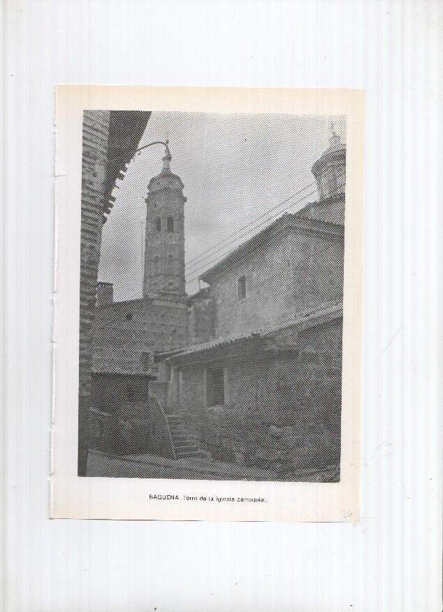 Historia de Aragon: lamina numero 024: Baguena (torre iglesia) y Bagues (pintura mural en el museo catedral jaca)