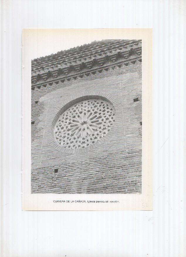 Historia de Aragon: lamina numero 052: Cervera de la Canada (roseton iglesia parroquial) y Clamosa (ermita de la esperanza)