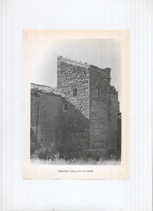 Historia de Aragon: lamina numero 058: Chibluco (torre junto a la iglesia) y Chodes (portal de la plaza)