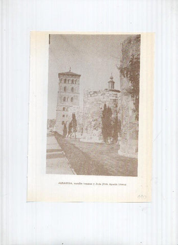 Historia de Aragon: lamina numero 110: Zaragoza (murallas romanas y Zuda) y Alfajarin (castillo musulman)
