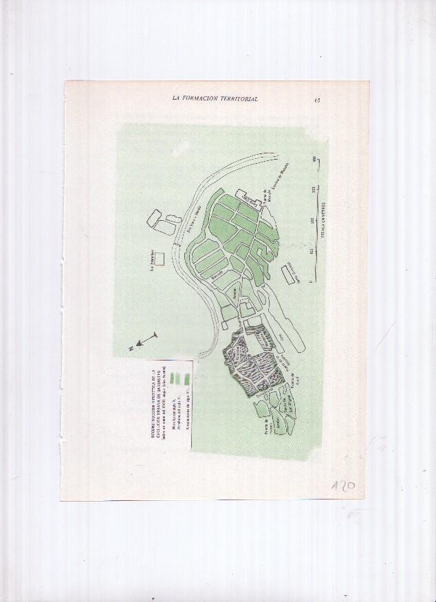 Historia de Aragon: lamina numero 120: Reconstruccion hipotetica de la evolucion urbana de Barbastro