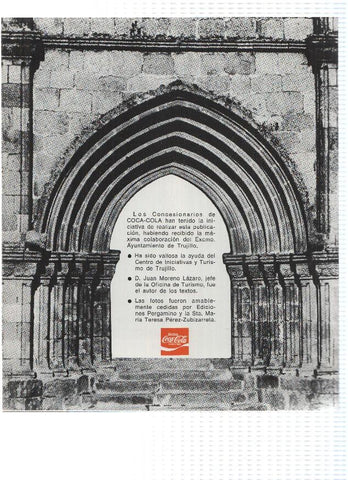 Desplegable: Vistas de TRUJILLO,  49cm X 42cm - COCA COLA Patrimonio Artisctico I (1975)  