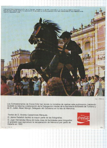 Desplegable: Vistas de MENORCA,  49cm X 42cm - COCA COLA Patrimonio Artisctico I (1975)  