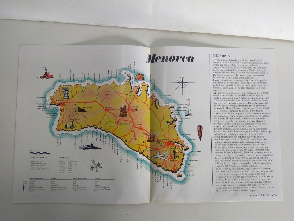 Desplegable: Vistas de MENORCA,  49cm X 42cm - COCA COLA Patrimonio Artisctico I (1975)  